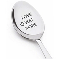 Silberner Edelstahl-Kaffeelöffel mit Love You More Gravur und Herz-Symbol - LIEBE DICH MEHR