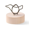 Portacarte vintage in legno con clip in filo di bronzo a forma di uccello su bianco - Uccello