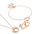 Minimalist jewelry set with rose gold open heart necklace, bracelet and earrings - Rose Gold 3-Piece Set (Necklace + Earrings + Bracelet)