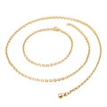 Minimalistische 18k vergulde titanium stalen kettingset met ketting en armband - 3mm Gouden sieradenset
