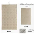 Beige felt wall jewelry organizer with 360-degree rotating hook and earring slots - Beige Hook Model