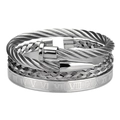 Detalle de set de tres pulseras de acero inoxidable para hombre con números romanos - Juego de 3 / Color Acero