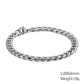 Bracciale a catena cubana in acciaio inossidabile argento lucido, larghezza 6 mm - Argento 6mm di Larghezza (KB126659-Z)