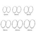 925 Sterling Silber Creolen Set in verschiedenen Größen von 12mm bis 28mm Durchmesser - Außen 14mm, Innen 12mm / Weißgold