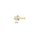 Triangle cut 3mm clear zircon nose stud with golden finish and three-prong setting - Straight Bar Triangle Zirconia (Gold)