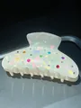 Pinza para el pelo de mariposa colorida con diamantes, acabado irisado y reflejos láser - Hecho a Mano Personalizado Diamantes de Imitación de Colores de una Sola Cara / Marfil
