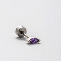 Titanium steel stud earring featuring a purple marquise-cut zircon and screw-back design - Marquise Purple Zircon Butterfly (A28-1#) / Single Piece