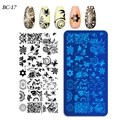 Nail art stamping plate set with rose, butterfly, and lace patterns for DIY manicure - Rose Lace Plant Branch Style (BC-17)