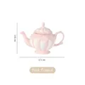 Vintage British style ceramic teapot in pink and white with floral relief 27x18cm - Athens Pot / Pink