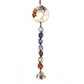 Detailed close-up of tree of life chakra hanging ornament with natural stones - Gold Slanted Tree of Life Woven Hanging