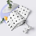 Ombrello pieghevole bianco a pois neri in stile francese con manico a gancio oro - Piccolo punto bianco con rivestimento in colla nera