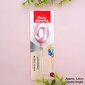 Metallic pink number 0 birthday candle with spiral texture and plastic stake - Rose Gold Number 0