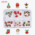 Kit detallado de dijes navideños para uñas con Papá Noel y árboles de aleación metálica - Set de Arte de Uñas de Navidad de 6 Rejillas AK03