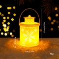Yellow LED Christmas lantern with snowflake patterns and 12cm height weight marking - Portable Lantern / White Snowflake