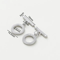 Silver 14k plated copper OT toggle clasp for DIY jewelry with size measurements - Platinum Coarse Pattern Round OT Clasp - 2Pcs/Pack