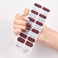 Detail of SS-029 self-adhesive nail stickers featuring deep red and gold grid designs - Dark Red Plaid Grid Rhinestone Style (SS-029)