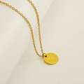 Collier doré en acier inoxydable avec pendentif rond gravé de la lettre X sur fond doux - Lettre X (Chaîne Incluse)