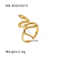 18k gold plated stainless steel snake ring featuring a sleek coiled open design - Hollow Streamlined Hovering Style (NB-R2023015)