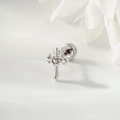 Silver iris cross screw back stud earring for cartilage piercing with metal finish - Silver (Single)