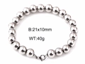 Polished silver beaded bracelet with lobster clasp and mirror finish, 21x10mm size - Steel Color (KB93972-Z)
