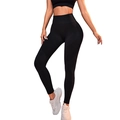 Nahtlose schwarze Yoga-Leggings mit hoher Taille, ergonomischer Textur und Push-Up-Effekt - S / Schwarz