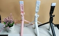 Foldable selfie stick tripod with LED fill light in black, white, and pink options - Pink Extended 1m With Light (F310S)