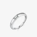 Elegant S925 sterling silver ring with emerald cut square cubic zirconia on white background - US Size 5 / Silver