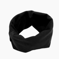 Detail of black elastic knitted pet earmuff grooming snood with warm fabric texture - L / Black