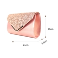 Pink sequin evening clutch bag dimensions show as 24cm length and 14cm height - TW008 (24x14x5.5cm) / Pink