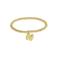 Polished 18k gold beaded elastic bracelet featuring a minimalist 3D letter N charm - Letter N
