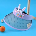 Purple children's sun visor with cartoon rabbit and UV color-changing brim - Color Changing Rabbit (1024) / Purple