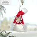 Mini gorro de Navidad tejido rojo con botón de copo de nieve y ribete de piel sintética - Gorro de Peluche Rojo