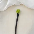 Chinese green flower ebony hair stick with tassel for Hanfu, 18cm elegant hair pin - 28# Green Flower (Sandalwood)