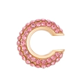 Pink rhinestone C-shaped ear cuff in gold-plated alloy finish for non-pierced ears - Outer Diameter 1.6cm / KC Gold - Pink (8788)
