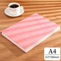 Pink A4 leather notebook on wooden desk with coffee cup for a cozy office workspace - Ruled / A4-Pink