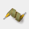 Adjustable woven handbag strap with yellow green chevron pattern and silver lobster clasps - L 70cm W 5cm / Yellow Webbing with Silver Buckle
