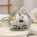 Simpatico portachiavi a forma di panda in acrilico con glitter e anello dorato - Stile Portachiavi Singolo / Nero