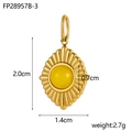 Gold stainless steel pendant with yellow natural stone, model FP28957B-3, 2.0x1.4cm size - Yellow Gemstone