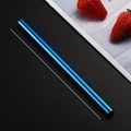 Reusable 21.5cm blue stainless steel straw with non-slip texture and metallic finish - Blue (Straight) 12*215mm