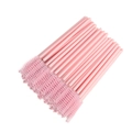 Bulk pack of pink disposable mascara wands with spiral nylon bristles and plastic handles - Lotus root pink