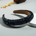 Padded blue headband with sparkling crystals and a comfortable non-slip lining - Navy Blue