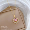Détail du pendentif cœur en zircon rose avec dimensions et spécifications de poids - Cœur Rose (C554)