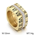Anello quadrato multistrato dorato con numeri romani e intarsio di strass - Misura 7 / Stile combinazione quadrata oro (KR104356-K) / Oro