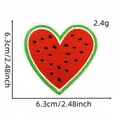 Close-up of heart-shaped watermelon embroidery patch with size details 6.3cm x 6.3cm - Watermelon Patch 6#