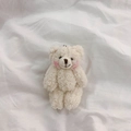 Porte-clés ours en peluche crème avec texture poilue pour décoration de sac - Ours Blanc Cassé
