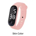 Pink silicone LED electronic digital sports watch with nude finish and adjustable strap - Nude