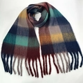 Plaid tassel scarf in blue green and red brown tones for winter warmth and style - 54# (Blue Green Red Brown Spliced)