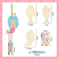 DIY mermaid wind chime kit with wooden cutouts, chimes, brushes and stickers for crafts - 9Pcs Mermaid Theme Kit