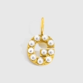 Golden letter G pendant with white pearls and luxury pattern on stainless steel finish - Gold-G