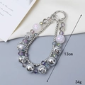 Handgemaakte telefoonkoord met parels en kristallen kralen, zilveren ketting, 13cm - Kattenpoot Stijl